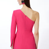 Karen Millen Compact Stretch One Shoulder Pleated Waist Mini Dress