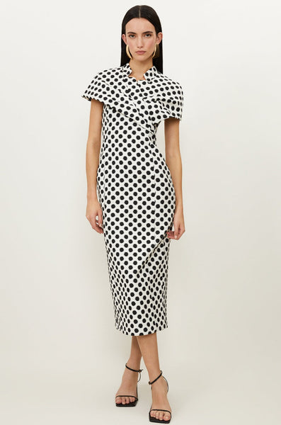 Rent Karen Millen Tailored Jacquard Spot Midi Pencil Dress
