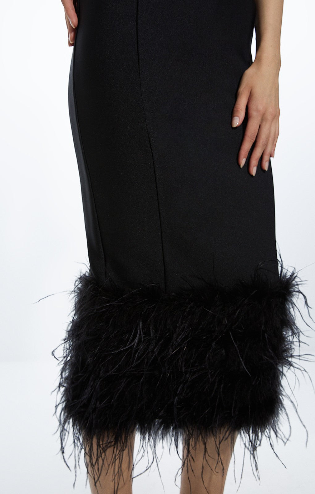 Rent Karen Millen Figure Form Bandage Feather Hem Knit Midi Dress | Hirestreet Rent Karen Millen Figure Form Bandage Feather Hem Knit Midi Dress | Hirestreet