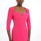 Karen Millen Structured Crepe Sweetheart Neck Split Front Midaxi Dress