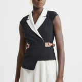 Karen Millen Soft Tailored Crepe Tab Detail Pleated Mini Dress