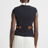 Karen Millen Soft Tailored Crepe Tab Detail Pleated Mini Dress