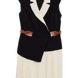 Karen Millen Soft Tailored Crepe Tab Detail Pleated Mini Dress