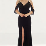 Jarlo Cami Strap Black Maxi Dress With Frill Detail