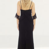 Jarlo Cami Strap Black Maxi Dress With Frill Detail