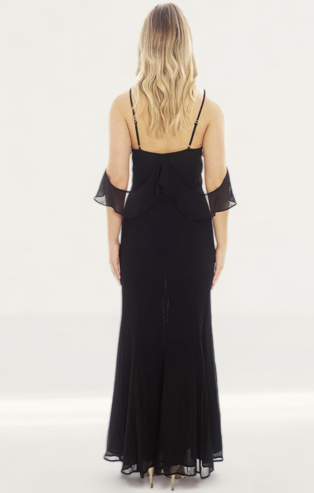 Jarlo Cami Strap Black Maxi Dress With Frill Detail product image