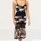 Black Midi Dress With Embroidered Floral Detail product image