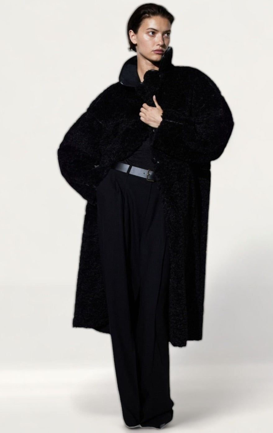 H&M Black Teddy Coat
