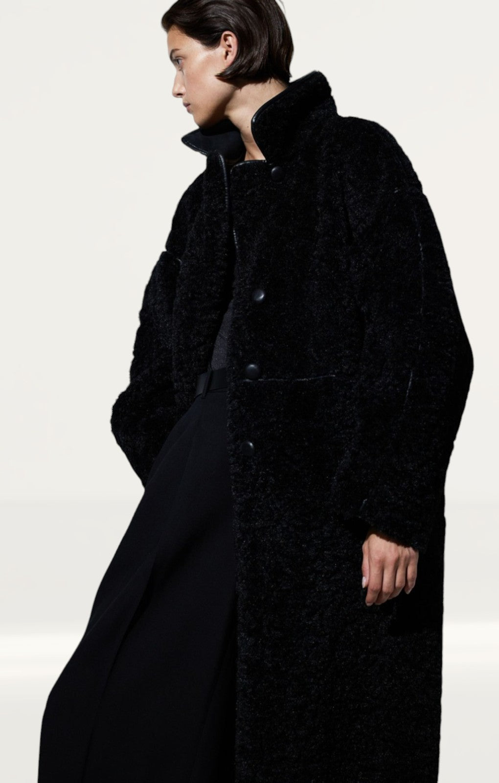 H&M Black Teddy Coat