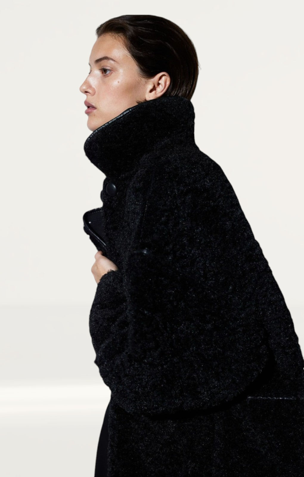 H&M Black Teddy Coat