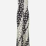 Warehouse Spot Satin Halter Neck Backless Maxi Dress
