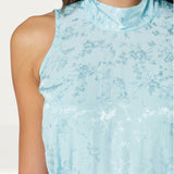Closet London Blue Jacquard Floral Tie Neck Jumpsuit product image