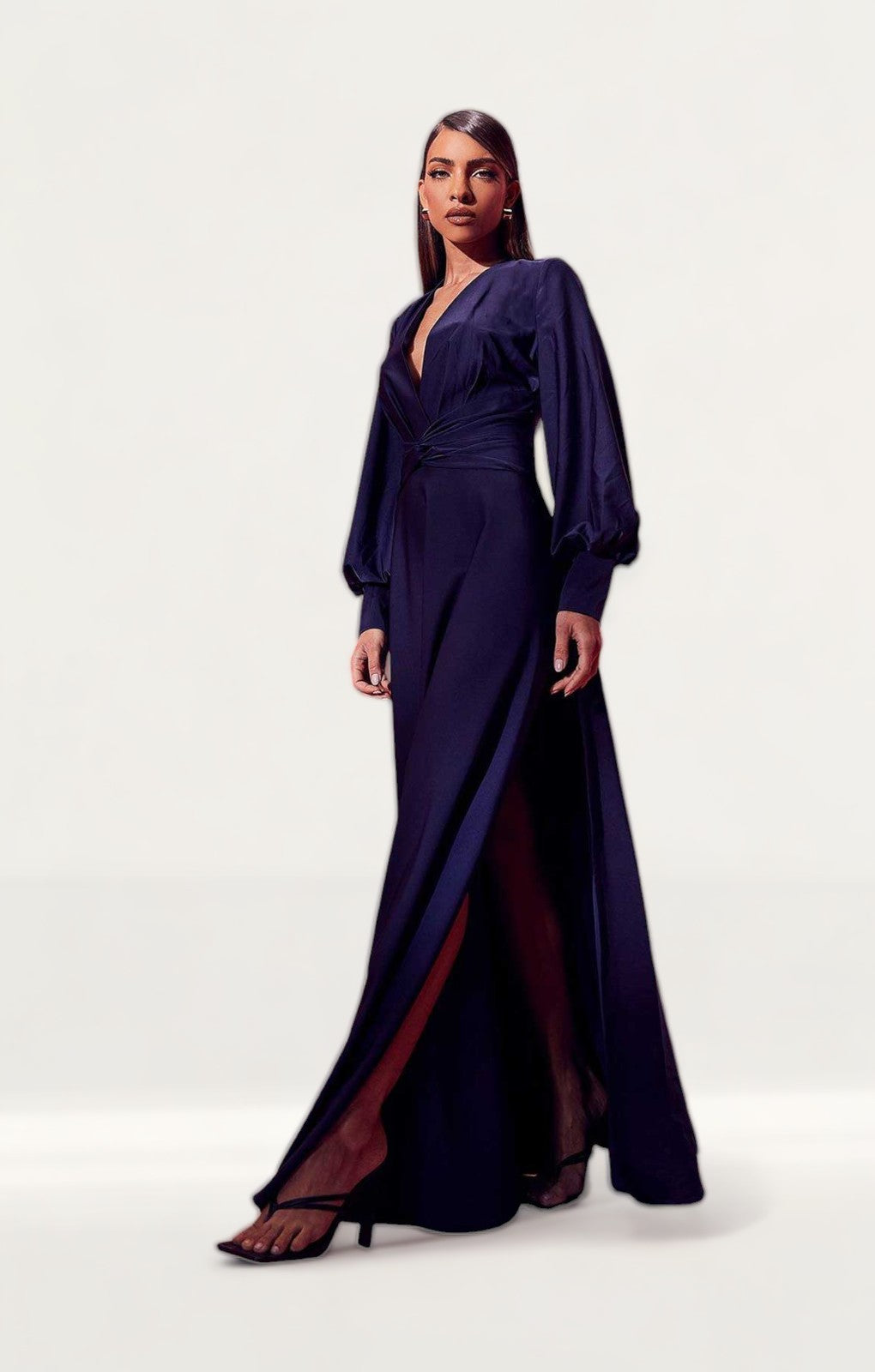 Boohoo Satin Twist Front Maxi Dress