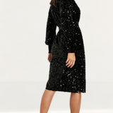 Boohoo Sequin Wrap Belted Midi Party Dress product image