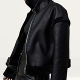 Boohoo Black 4-in-1 Aviator Coat