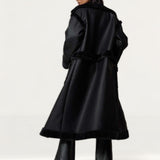 Boohoo Black 4-in-1 Aviator Coat