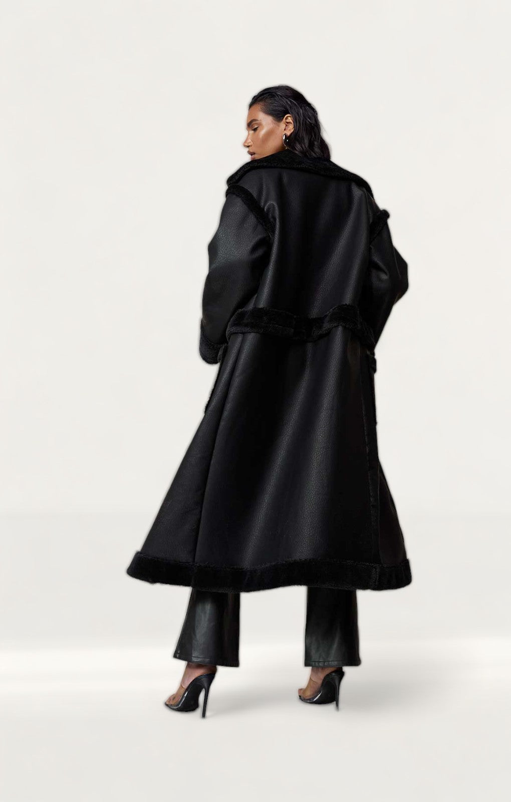 Boohoo Black 4-in-1 Aviator Coat