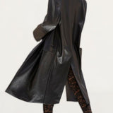 Boohoo Black Faux Leather Trench Coat