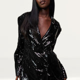 Boohoo Black Sequin Blazer & Wide Leg Co-Ord product image