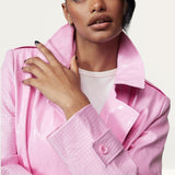 Bubblegum Pink Vinyl Trench & Flared Trouser Co-Ord