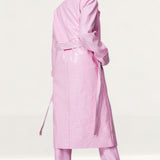 Bubblegum Pink Vinyl Trench & Flared Trouser Co-Ord