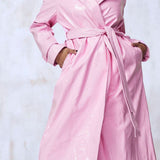 Bubblegum Pink Vinyl Trench & Flared Trouser Co-Ord