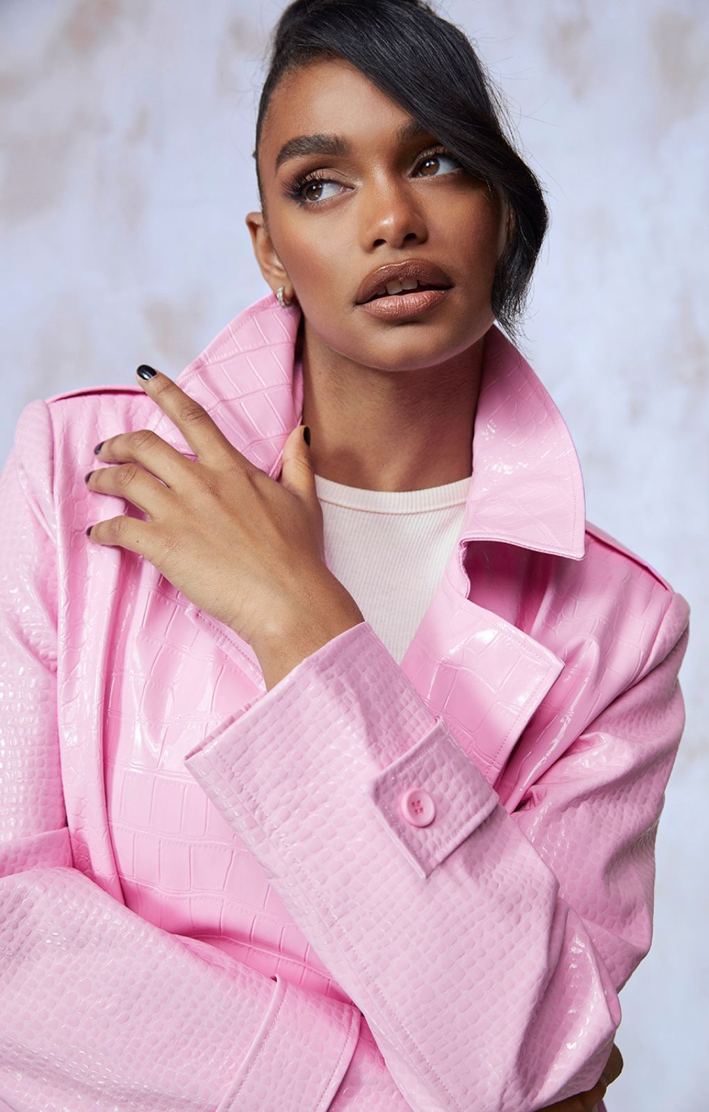 Rent Bubblegum Pink Vinyl Trench Flared Trouser Co Ord Hirestreet