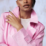 Bubblegum Pink Vinyl Trench & Flared Trouser Co-Ord