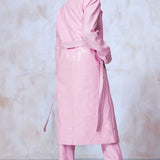 Bubblegum Pink Vinyl Trench & Flared Trouser Co-Ord