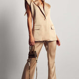MissPap Stone Satin Tailored Waistcoat and Tailored Trouser Co-ord product image