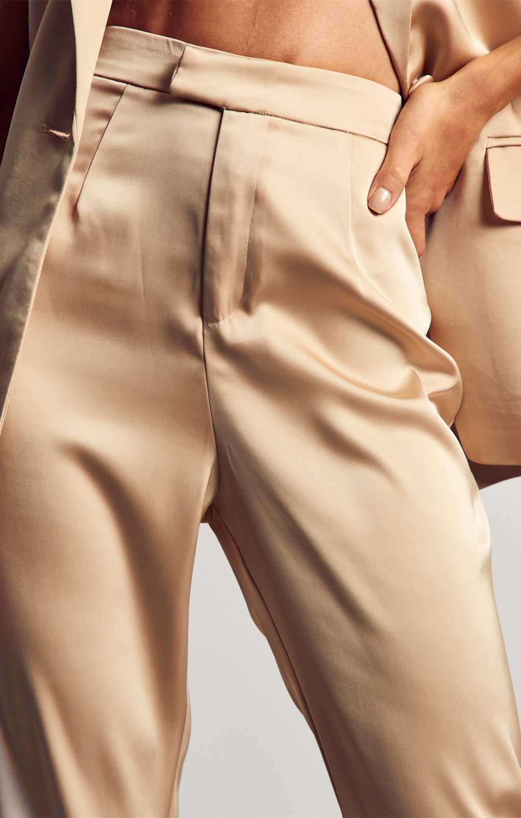 MissPap Stone Satin Tailored Waistcoat and Tailored Trouser Co-ord