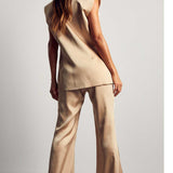 MissPap Stone Satin Tailored Waistcoat and Tailored Trouser Co-ord product image