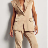 MissPap Stone Satin Tailored Waistcoat and Tailored Trouser Co-ord product image