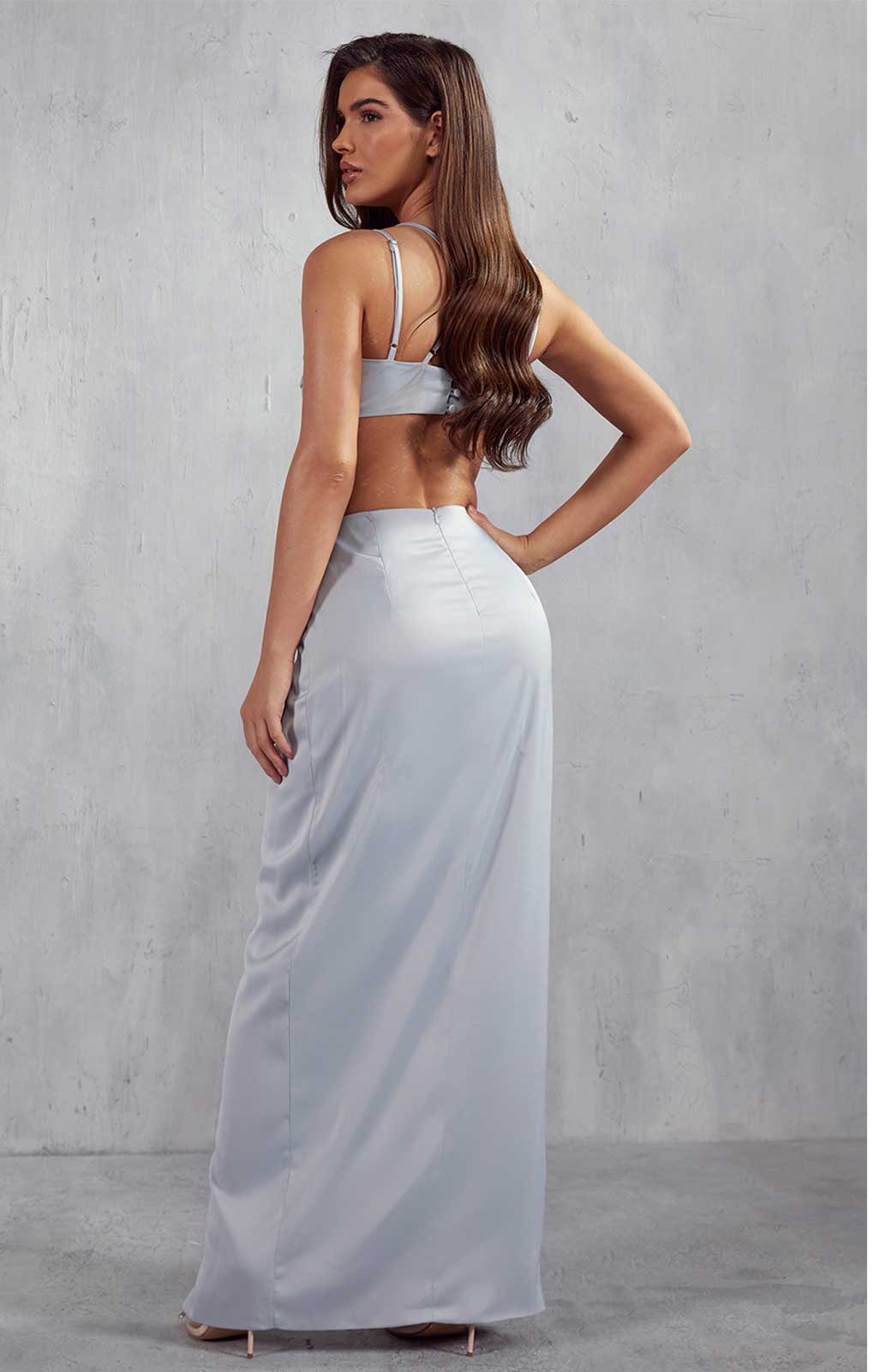 Misspap Blue Marielle Premium Twist Front Maxi Dress
