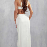 Misspap Ivory Marielle Premium Twist Front Maxi Dress