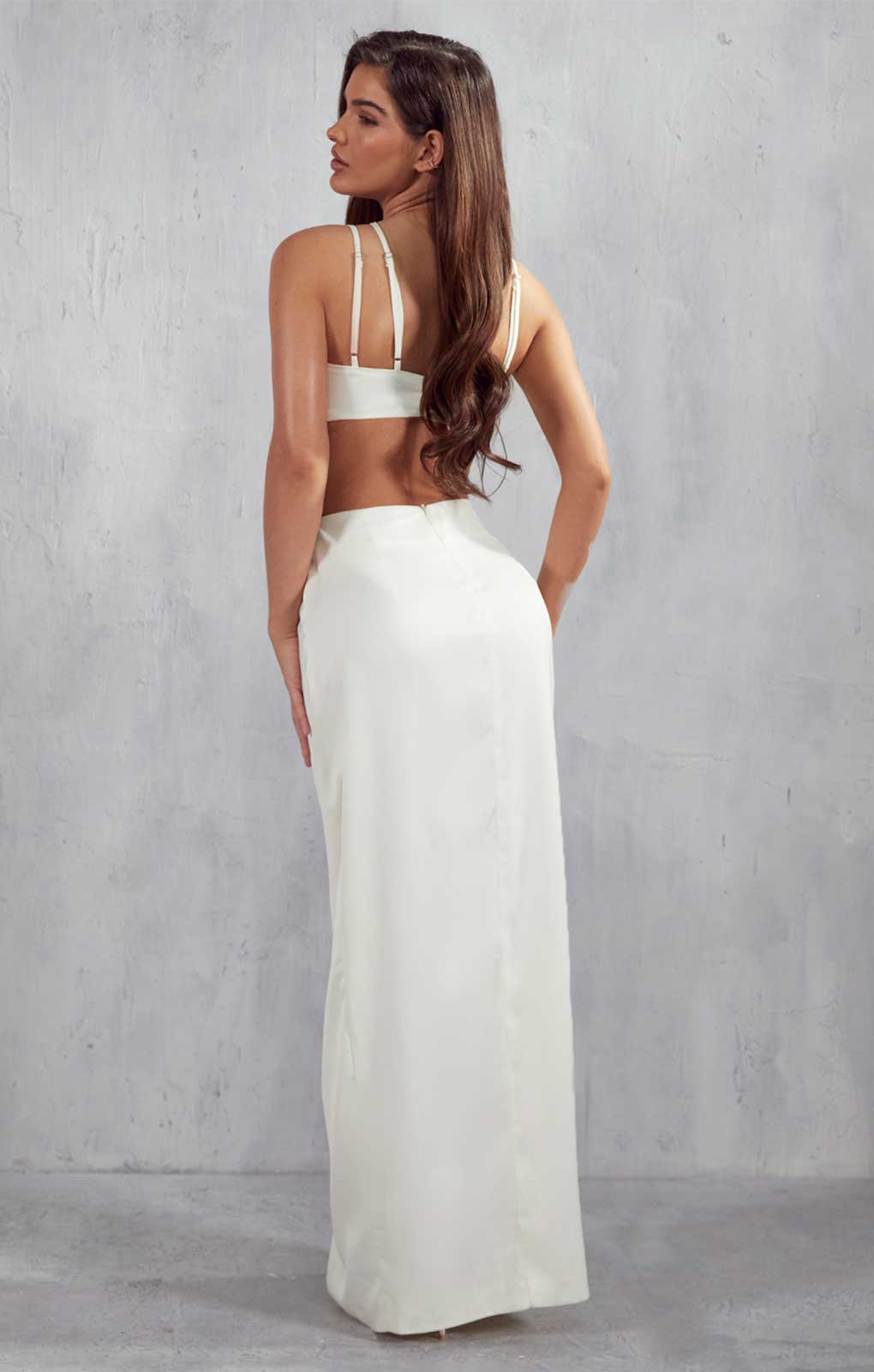 Misspap Ivory Marielle Premium Twist Front Maxi Dress