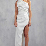 Misspap Ivory Mai Premium Occasion Bow Detail Maxi Dress