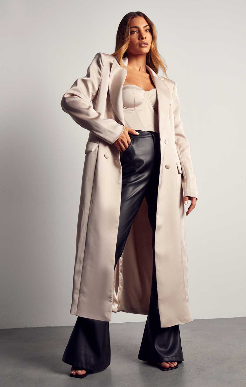 MissPap Mink Double Breasted Longline Duster Jacket