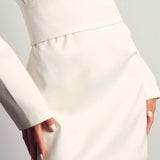 Misspap Ivory Premium Tailored Plunge Belted Waist Dress product image