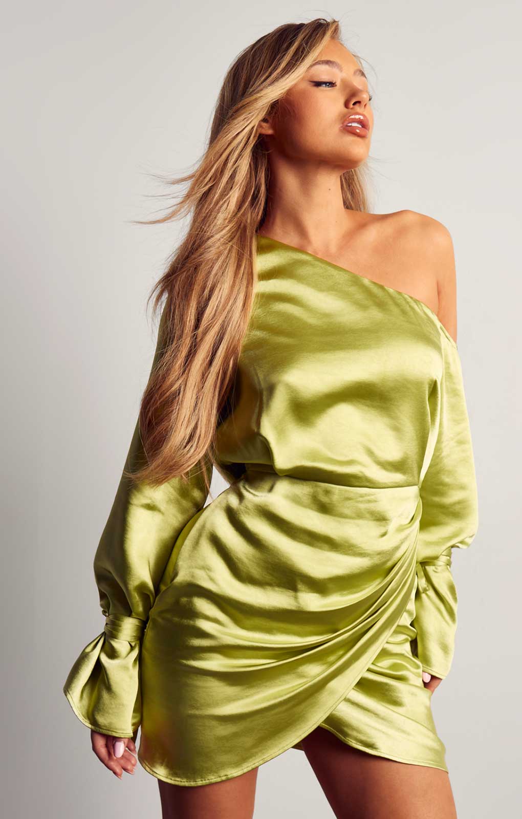 Rent Misspap Satin Off Shoulder Draped Mini Dress | Hirestreet Rent Misspap Satin Off Shoulder Draped Mini Dress | Hirestreet