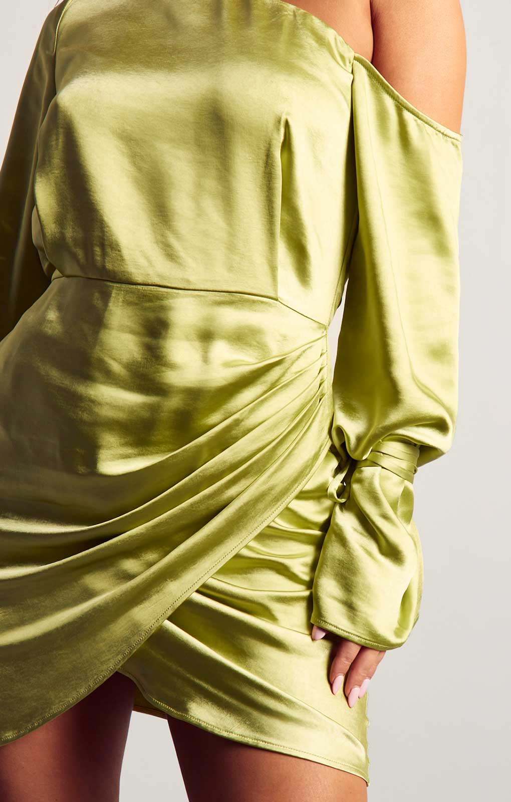 Misspap Satin Off Shoulder Draped Mini Dress product image