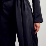 Misspap Black Recycled Satin Wrap Detail Jumpsuit