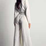 MissPap White Recycled Satin Wrap Detail Jumpsuit