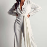 MissPap White Recycled Satin Wrap Detail Jumpsuit product image