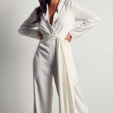 MissPap White Recycled Satin Wrap Detail Jumpsuit