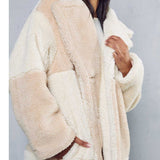 Misspap Stone Two Tone Colour Block Teddy Coat product image