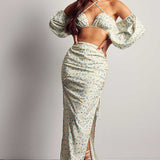 Misspap Ditsy Floral Side Split Two Piece Co-ord Set
