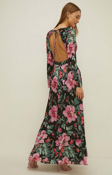 flute sleeve maxi dress Rent Oasis Bright Floral Flute Sleeve Maxi Dress