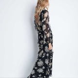 Warehouse Black Chiffon Lace Maxi Dress