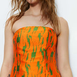 Warehouse Jacquard Orange Print Bandeau Mini Dress product image